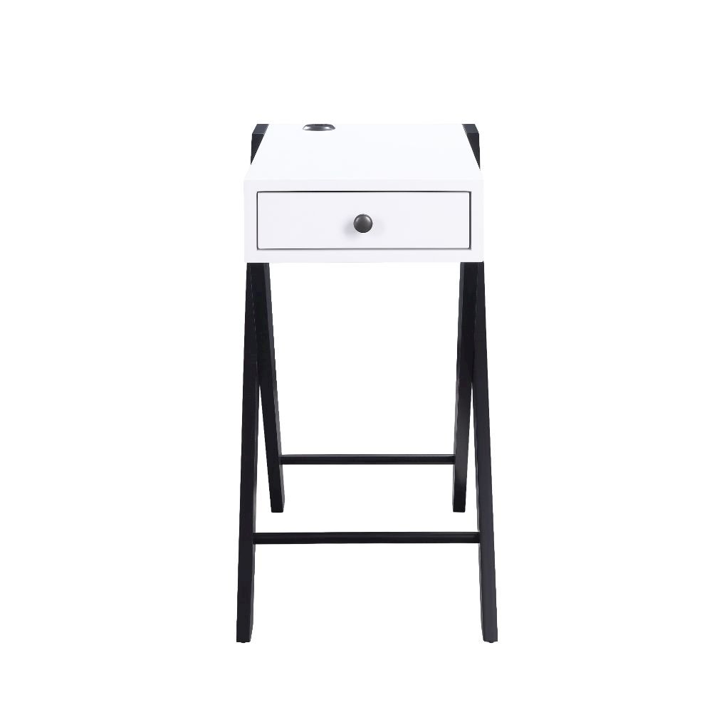 Fierce Accent Table w/USB Port White & Black. Picture 2