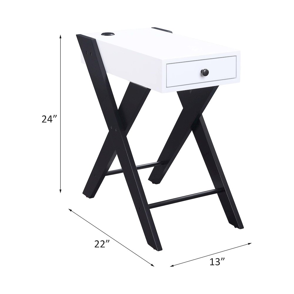 Fierce Accent Table w/USB Port White & Black. Picture 6