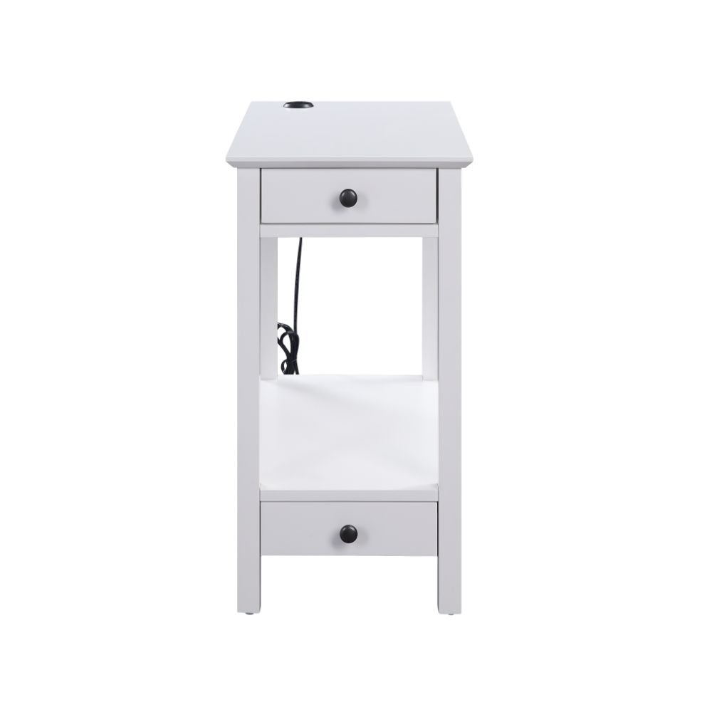 Byzad Accent Table w/USB Port White. Picture 2