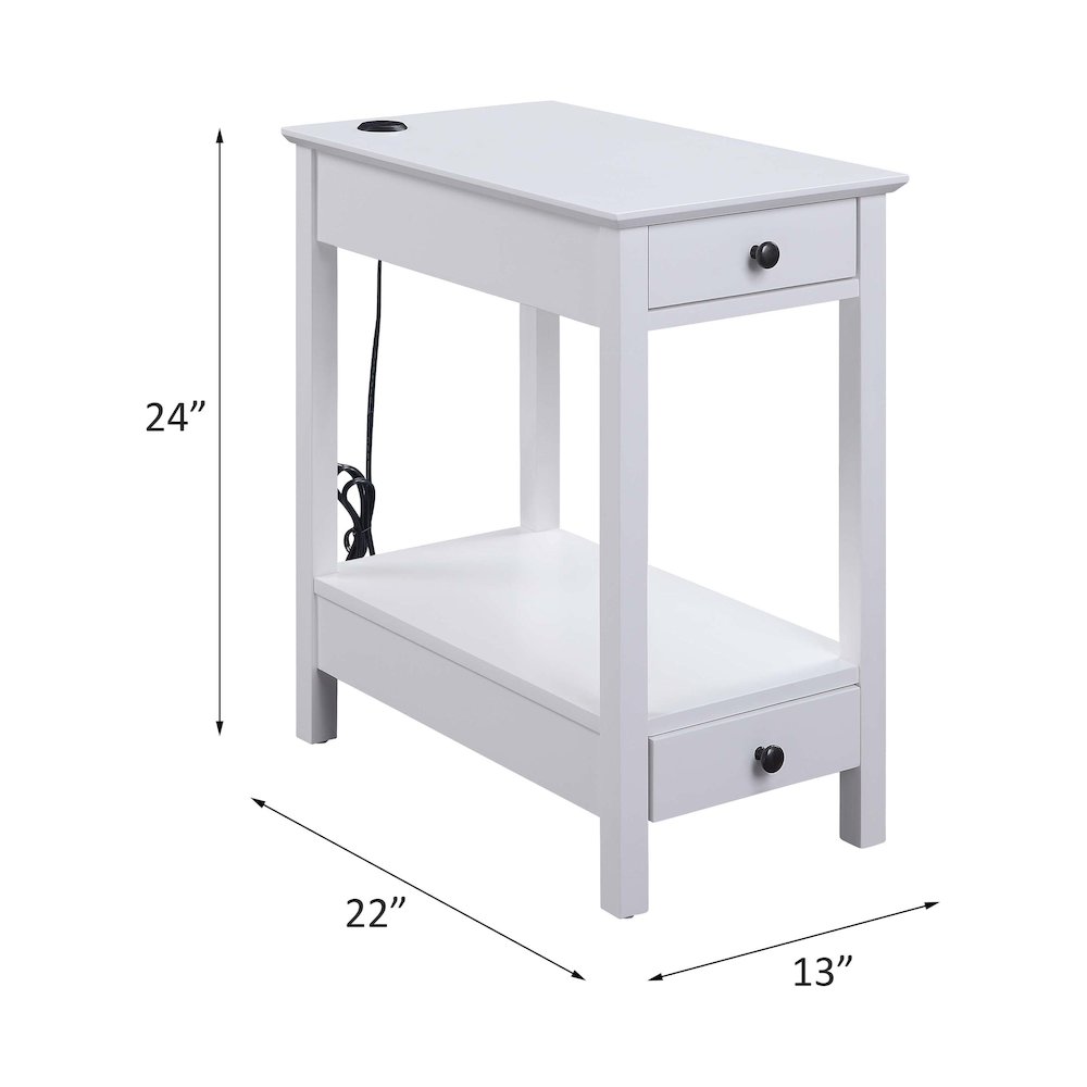 Byzad Accent Table w/USB Port White. Picture 6