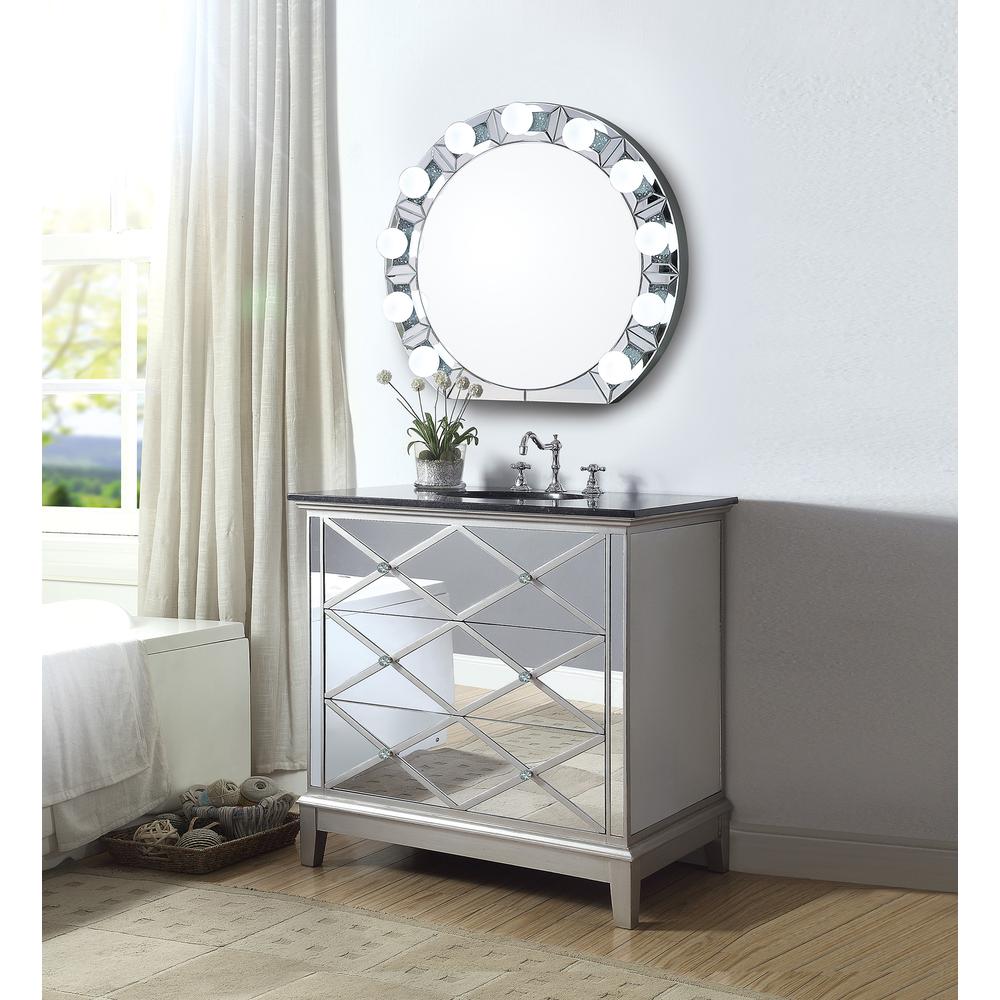 Noralie Accent Mirror Mirrored & Faux Diamonds. Picture 3