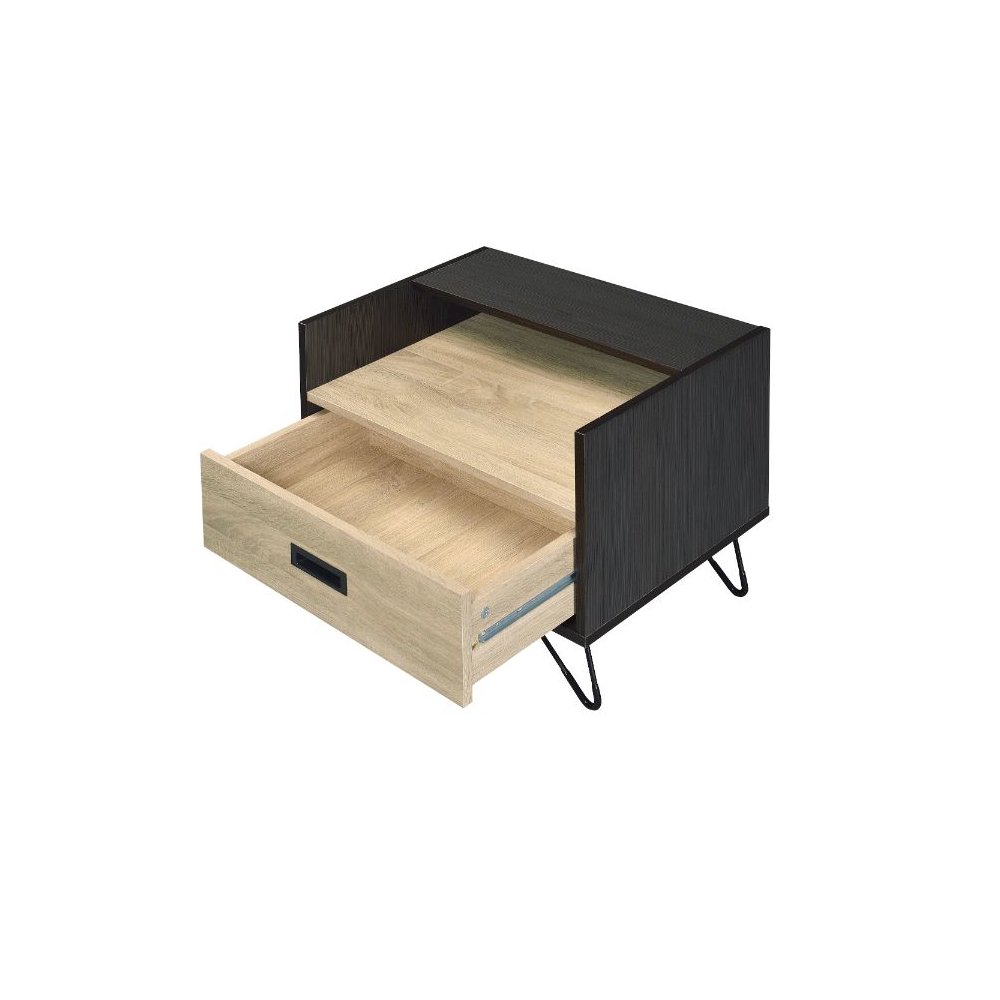 Melkree Accent Table Oak & Black. Picture 2