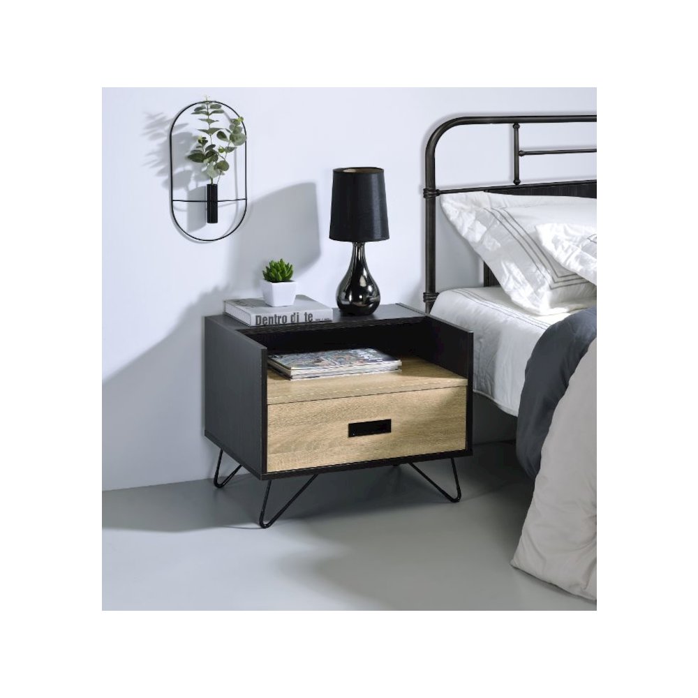 Melkree Accent Table Oak & Black. Picture 5