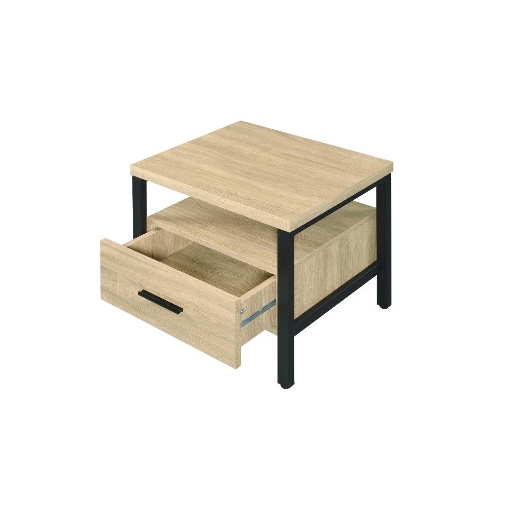 Yawan Accent Table Oak & Black. Picture 2