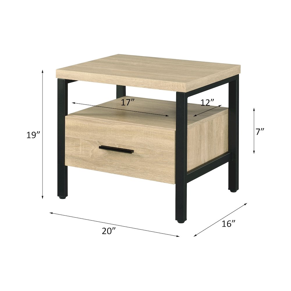 Yawan Accent Table Oak & Black. Picture 6