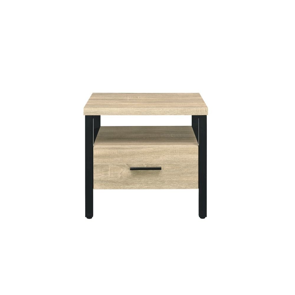 Yawan Accent Table Oak & Black. Picture 4