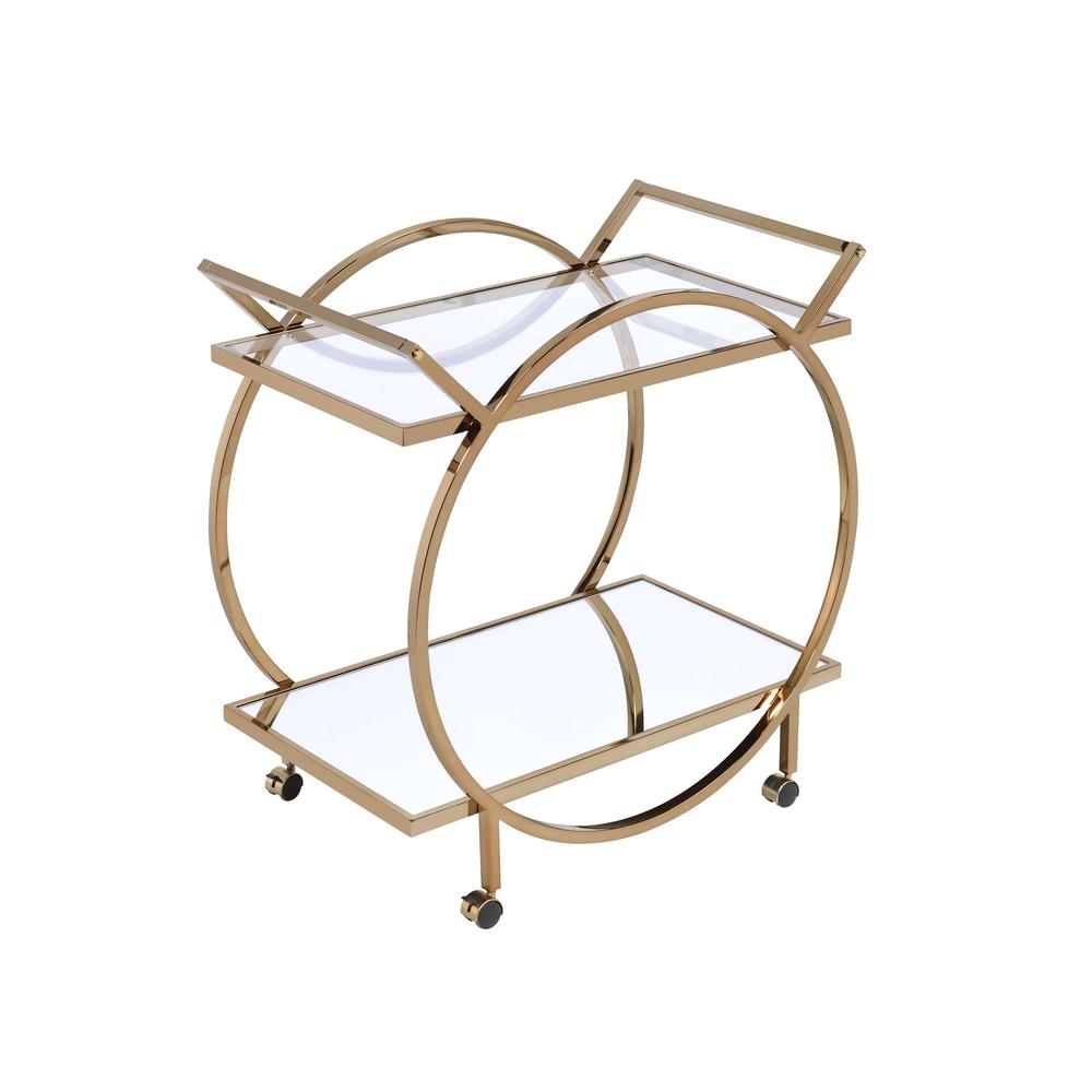 Traverse Serving Cart, Champagne & Mirrored. Picture 1