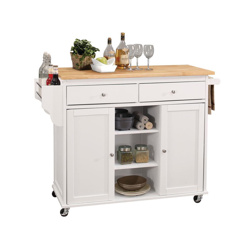 Tullarick Kitchen Cart, Natural & White. Picture 1