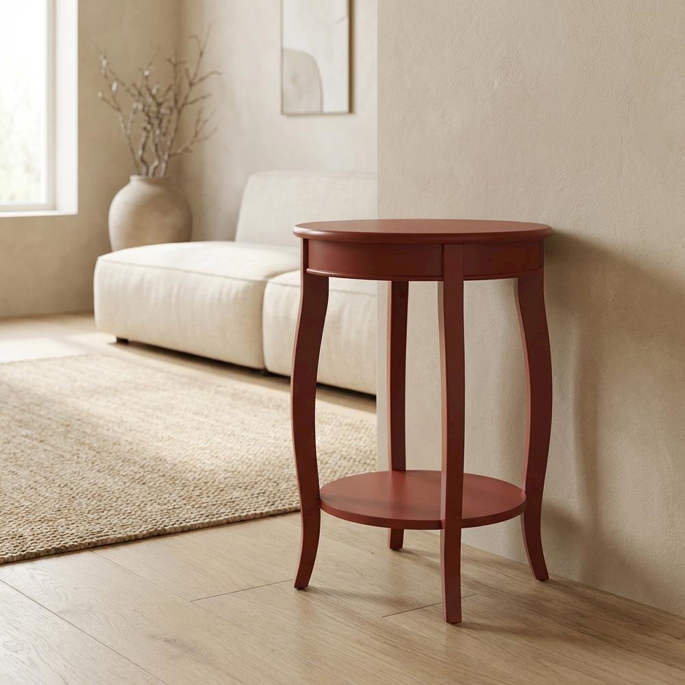Red, Accent Side Table, Quality Build, Durable Wood Frame. Picture 2