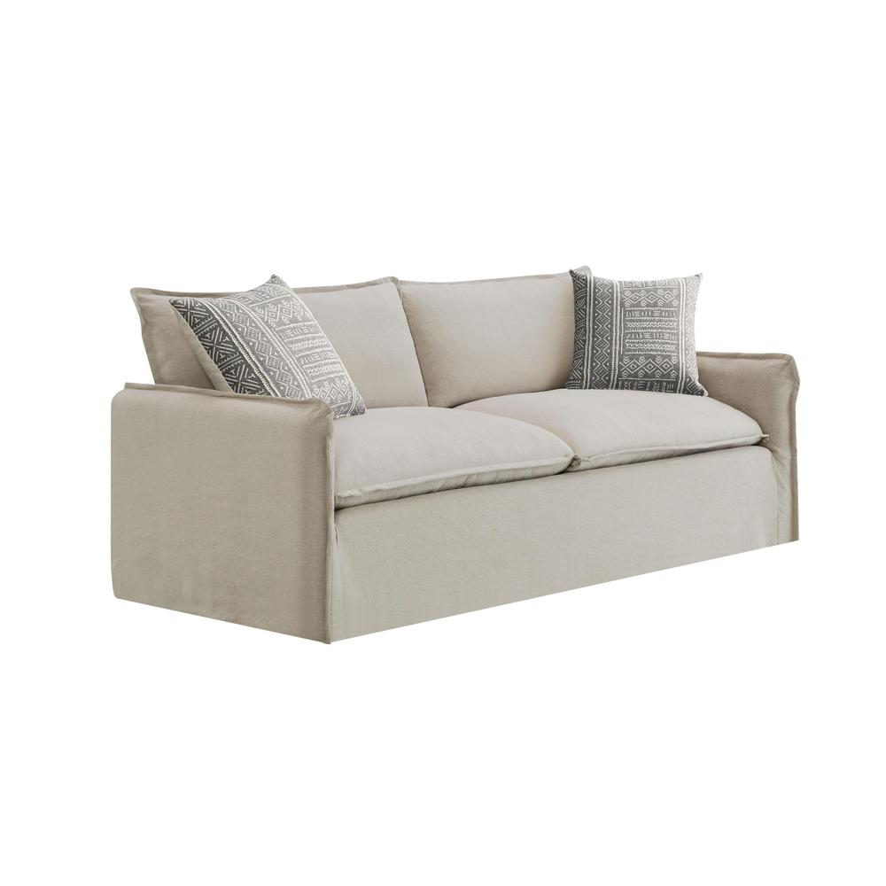 Upendo Sofa w/2 Pillows Beige Linen. Picture 1