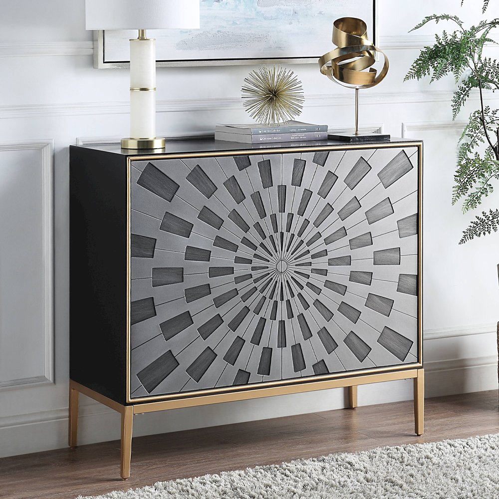 Quilla Console Table Black, Gray & Brass. Picture 1