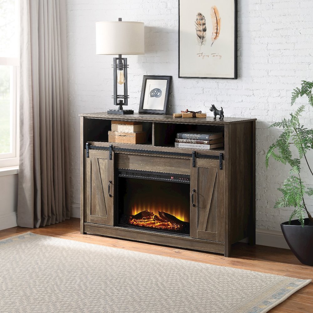 Tobias Fireplace (Include 91617FIR) Rustic Oak. Picture 1