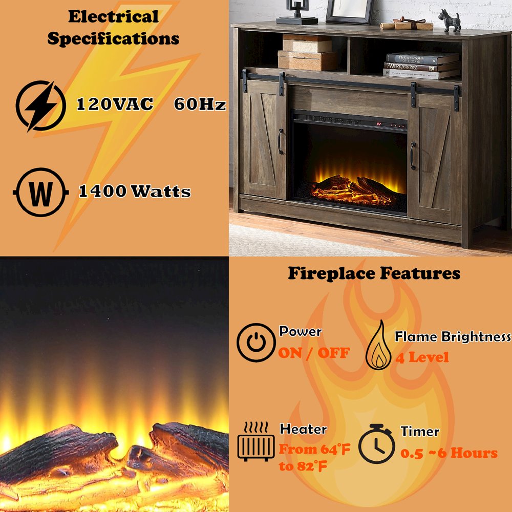 Tobias Fireplace (Include 91617FIR) Rustic Oak. Picture 5