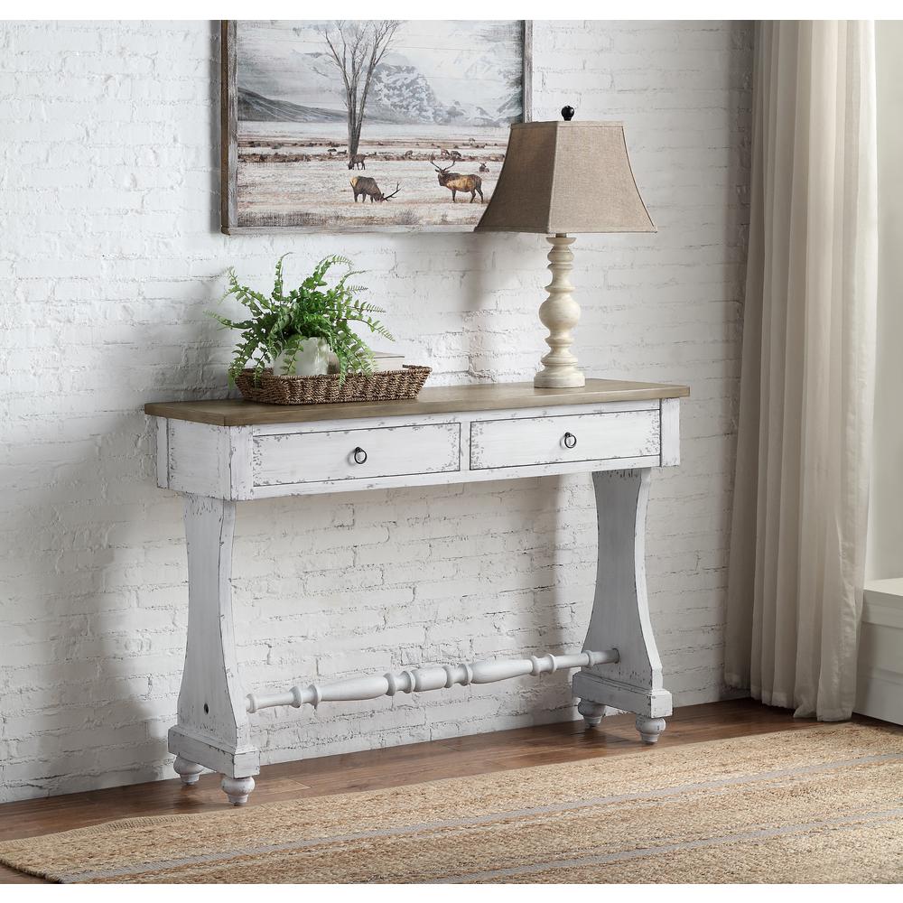 ACME Carminda Console Table, Antique White Finish. Picture 1