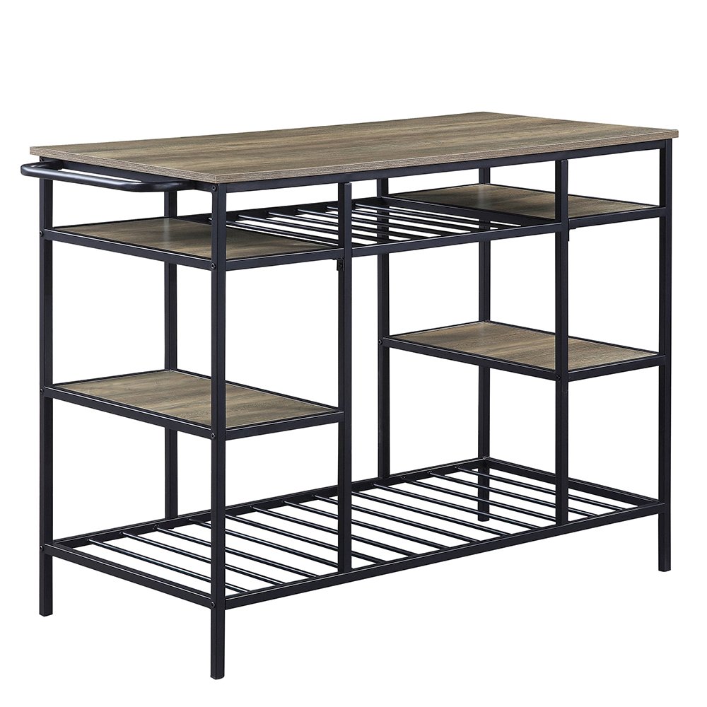Lona Kitchen Island Rustic Oak & Black. Picture 2