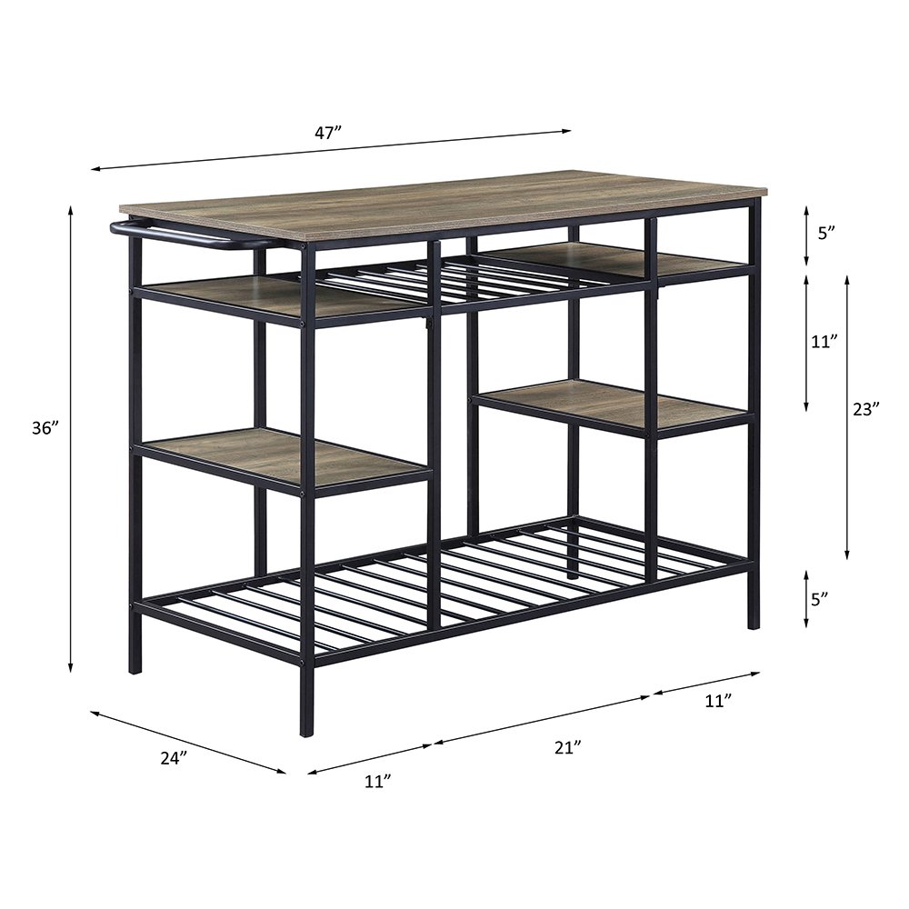 Lona Kitchen Island Rustic Oak & Black. Picture 5