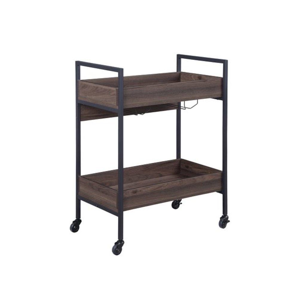 Jerrick Serving Cart Walnut & Black. Picture 5