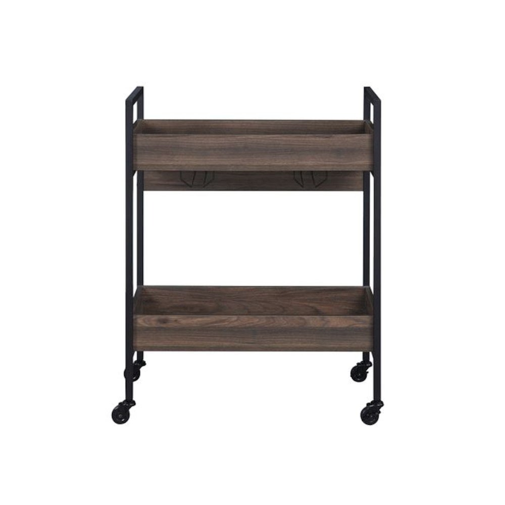 Jerrick Serving Cart Walnut & Black. Picture 6