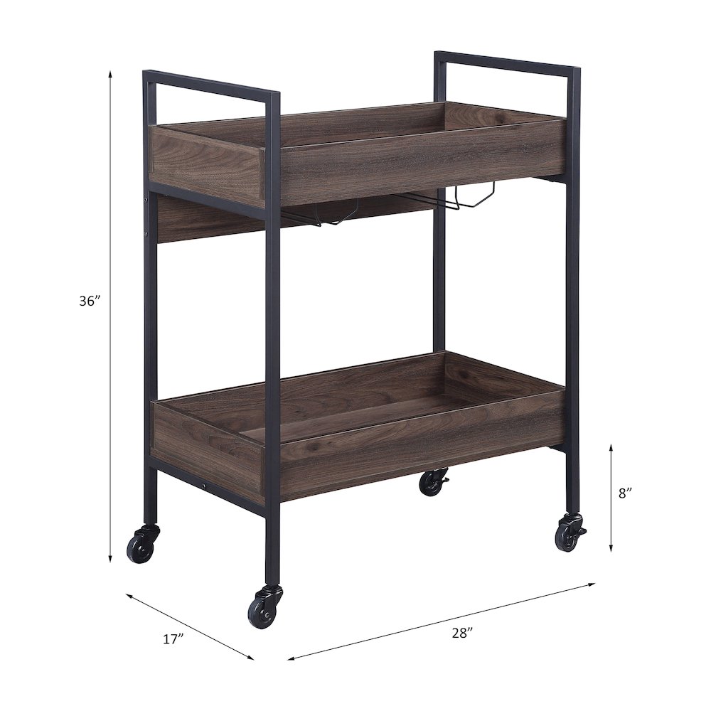 Jerrick Serving Cart Walnut & Black. Picture 7