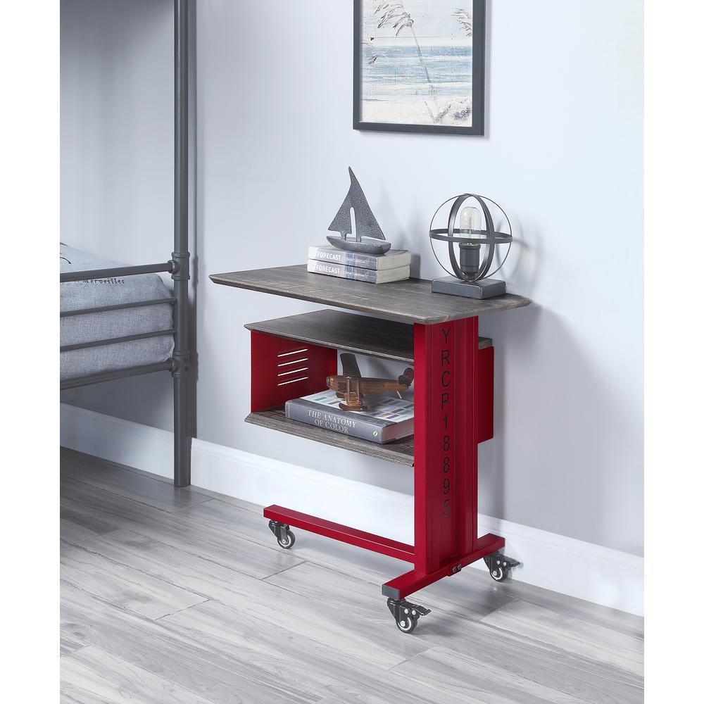 Cargo Accent Table w/Wall Shelf Red. Picture 1