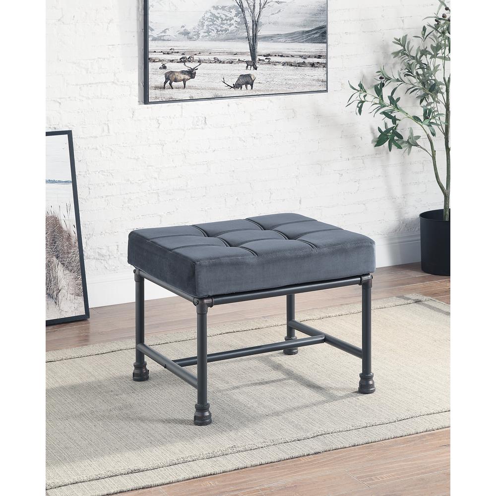 Brantley Ottoman Gray Velvet & Sandy Gray. Picture 1