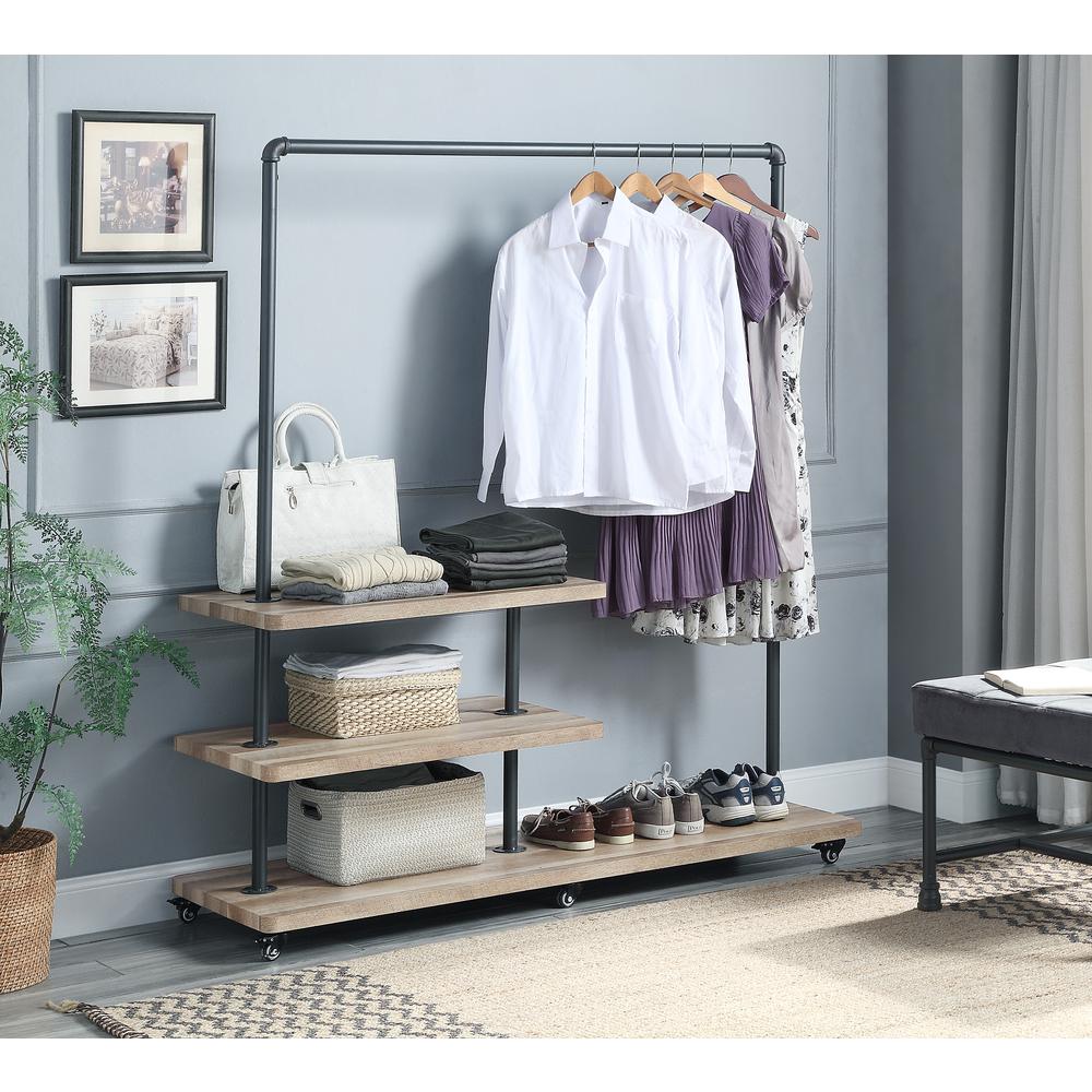 Brantley Hanger Rack Oak & Sandy Gray Finish. Picture 1