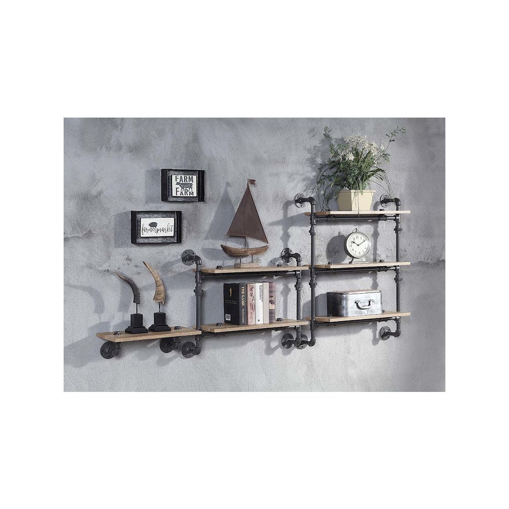 Brantley Wall Rack Oak & Sandy Black. Picture 4