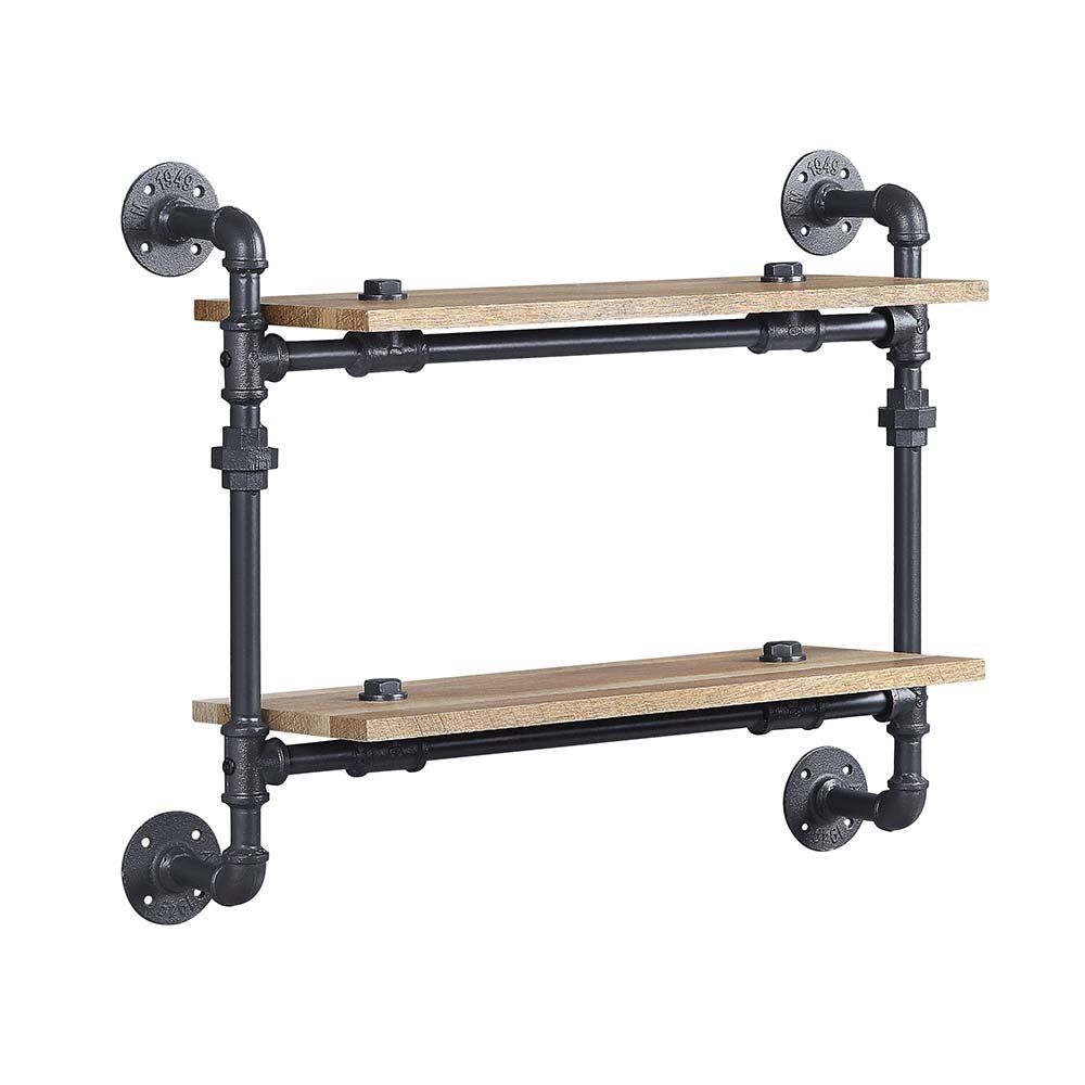 Brantley Wall Rack w/2 Shelves Oak & Sandy Black. Picture 2