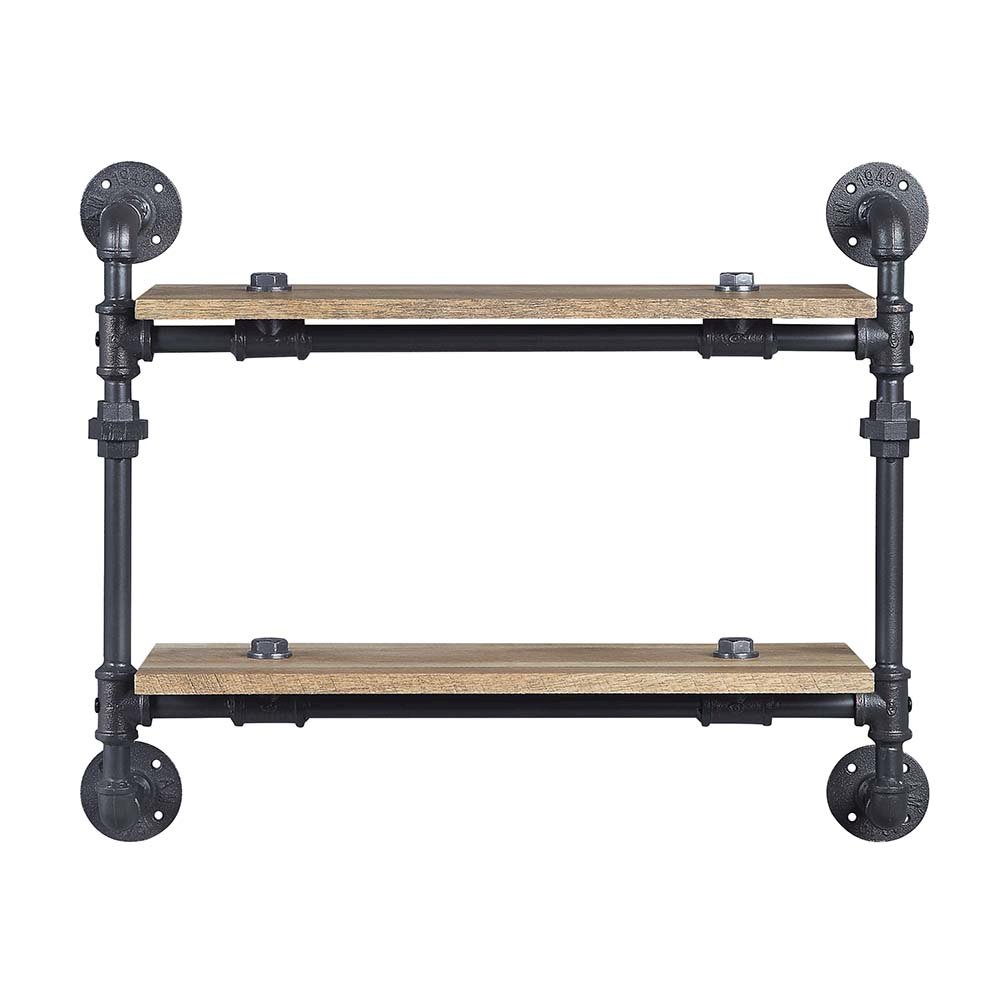 Brantley Wall Rack w/2 Shelves Oak & Sandy Black. Picture 3