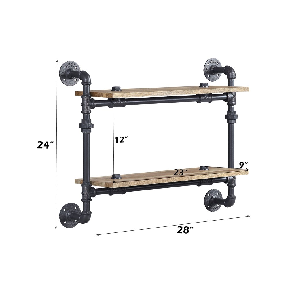 Brantley Wall Rack w/2 Shelves Oak & Sandy Black. Picture 7
