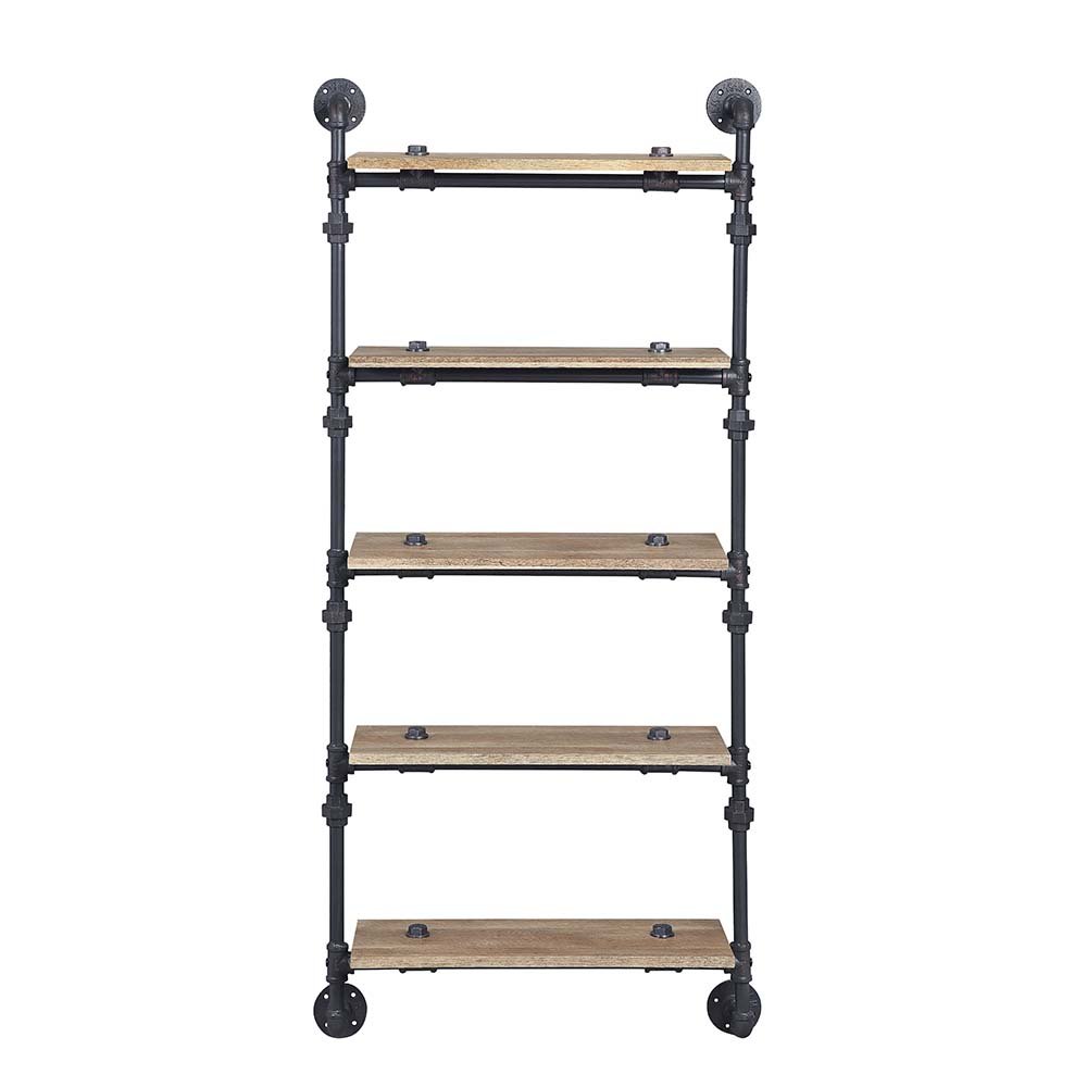 Brantley Wall Rack w/5 Shelves Oak & Sandy Black. Picture 3