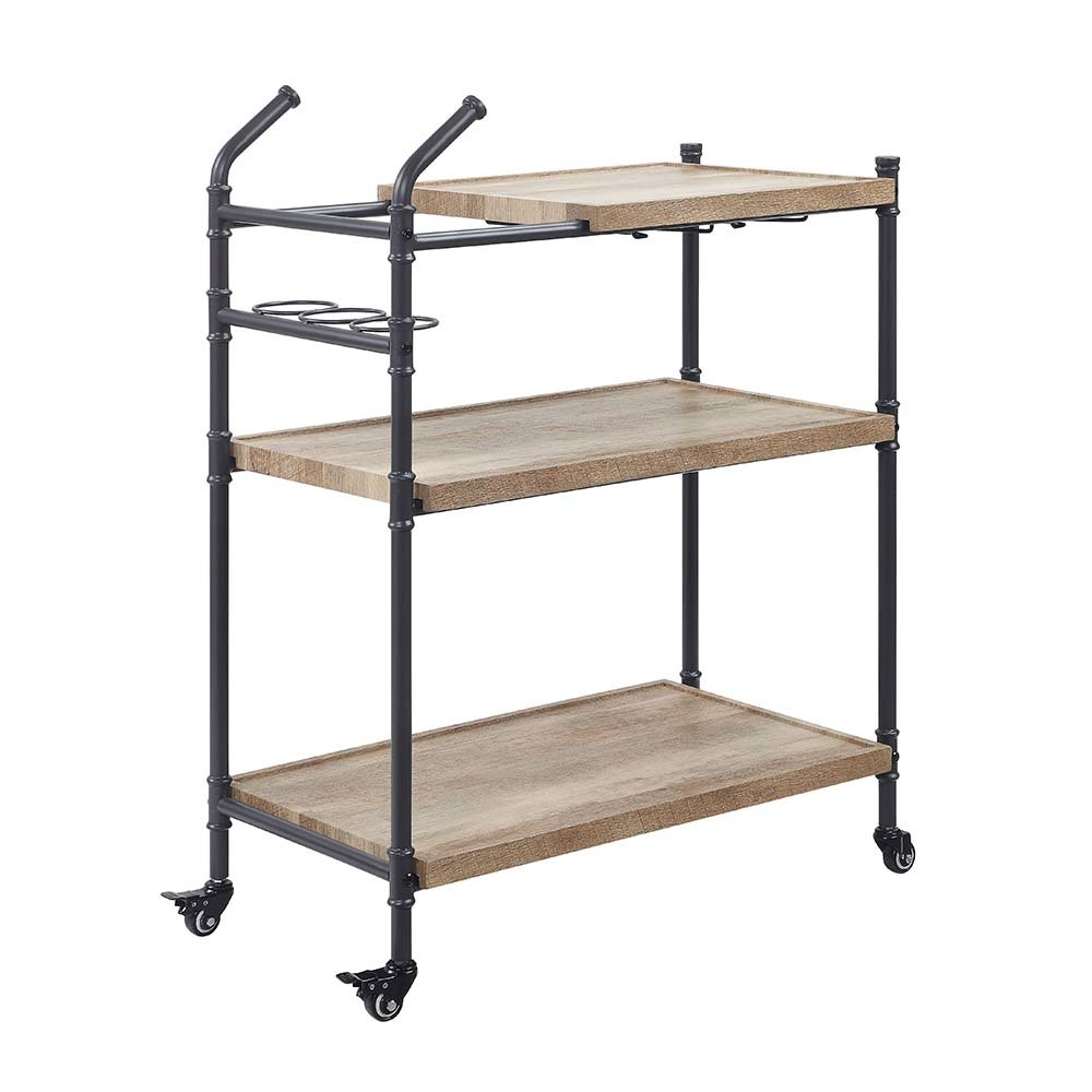 Brantley Serving Cart Oak & Sandy Black. Picture 1