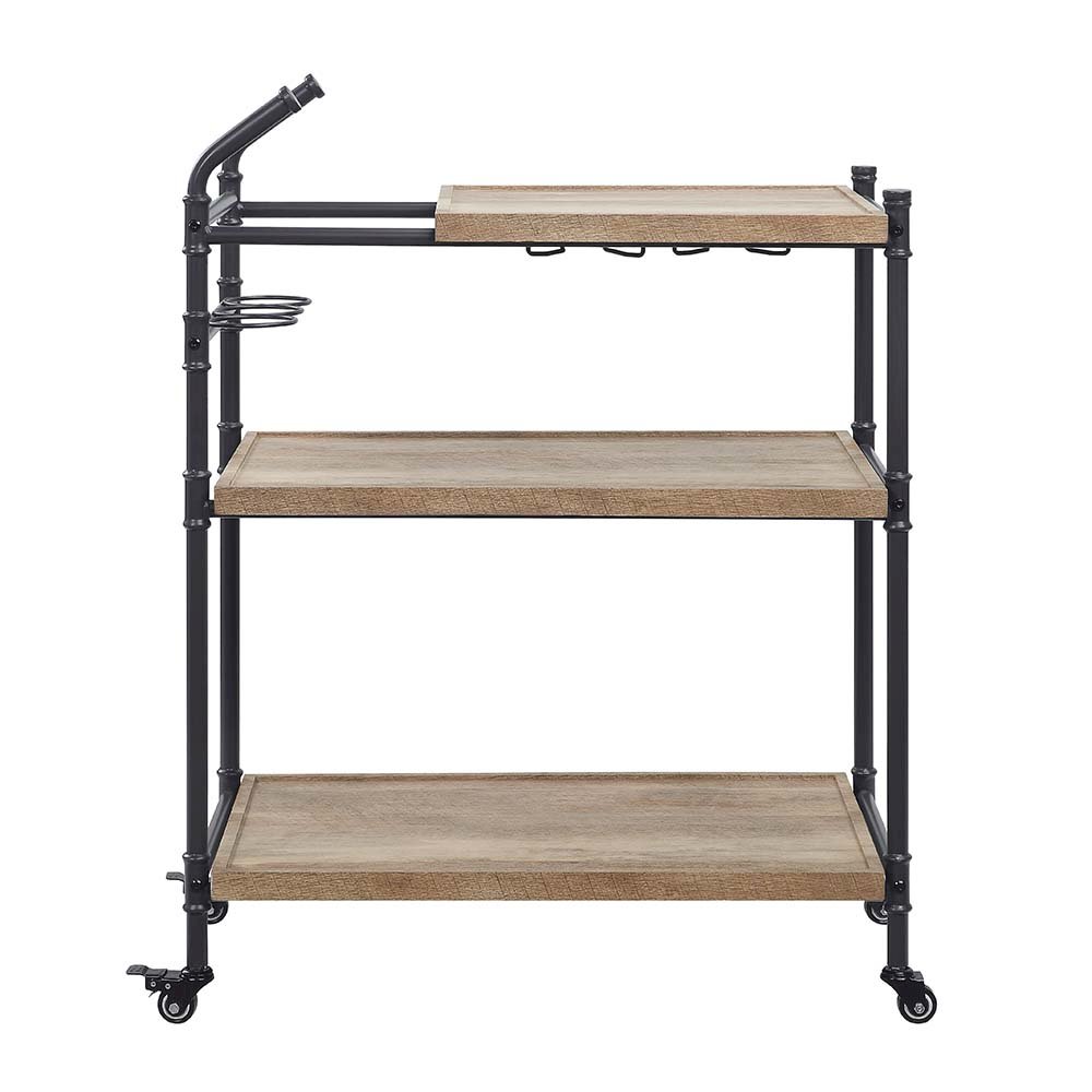 Brantley Serving Cart Oak & Sandy Black. Picture 2