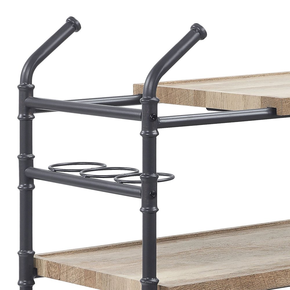 Brantley Serving Cart Oak & Sandy Black. Picture 3