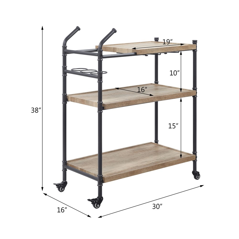 Brantley Serving Cart Oak & Sandy Black. Picture 5