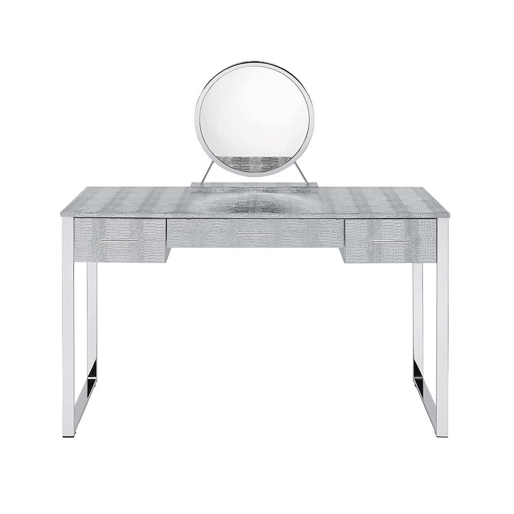 Myles Vanity Set w/USB Port Antique White & Chrome. Picture 3