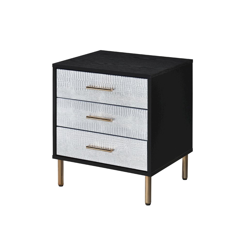 Myles Nightstand Black, Silver & Gold. Picture 2