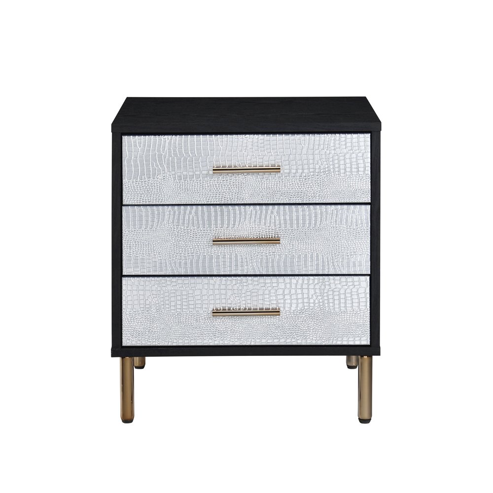 Myles Nightstand Black, Silver & Gold. Picture 3