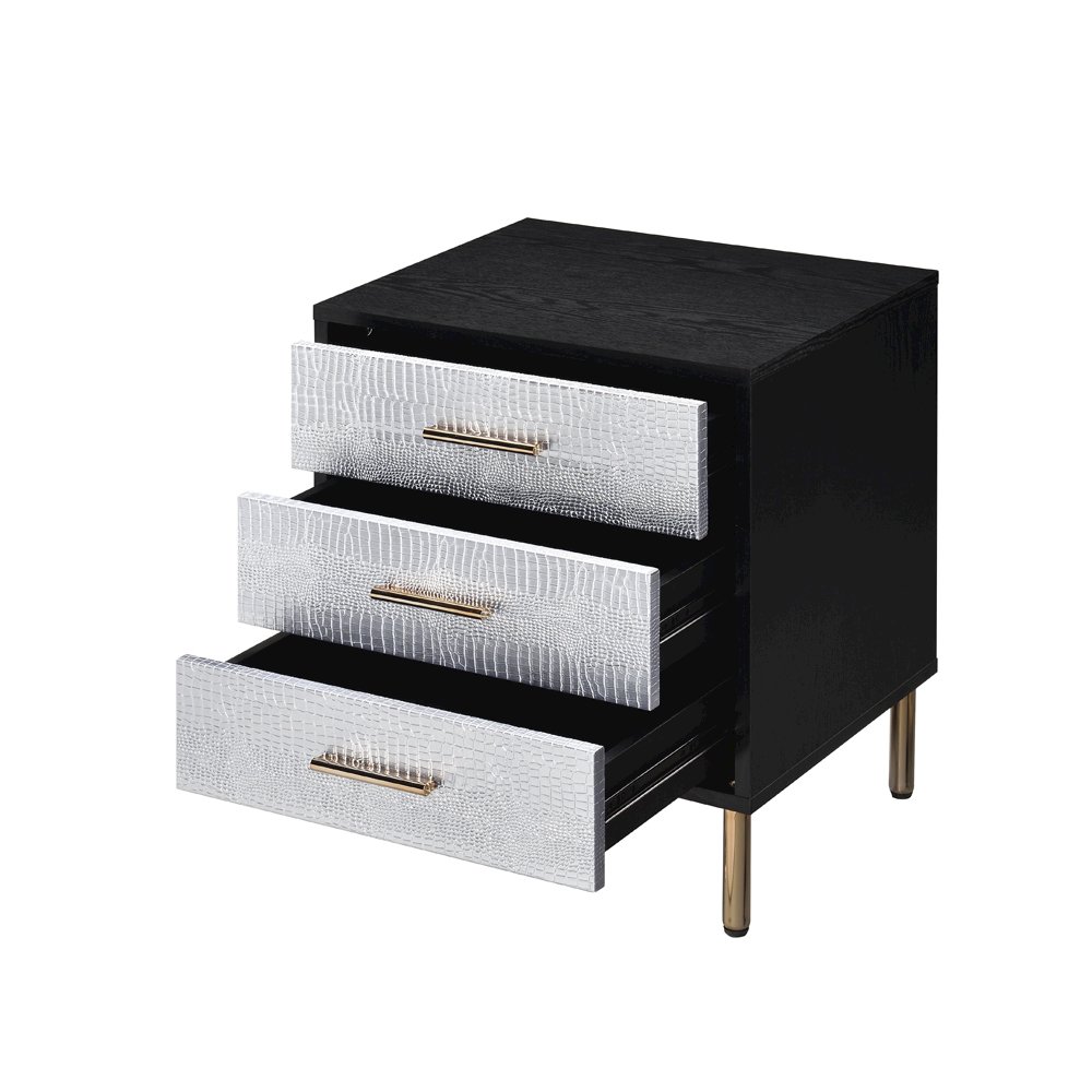 Myles Nightstand Black, Silver & Gold. Picture 4