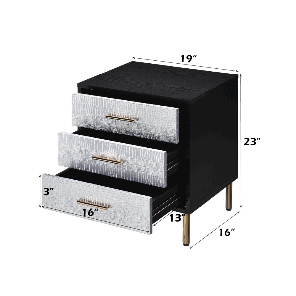Myles Nightstand Black, Silver & Gold. Picture 6