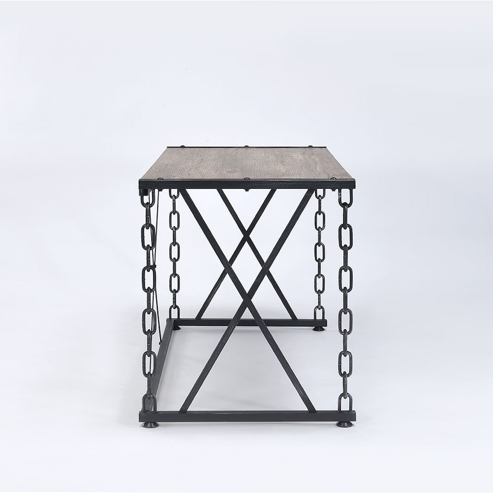 Jodie Console Table(Same 92248) Rustic Oak & Antique Black. Picture 5