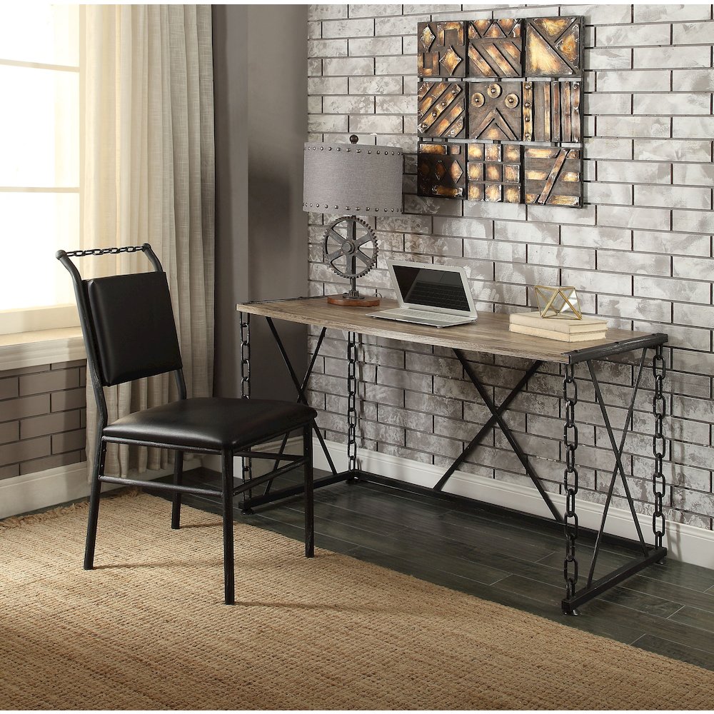 Jodie Console Table(Same 92248) Rustic Oak & Antique Black. Picture 7
