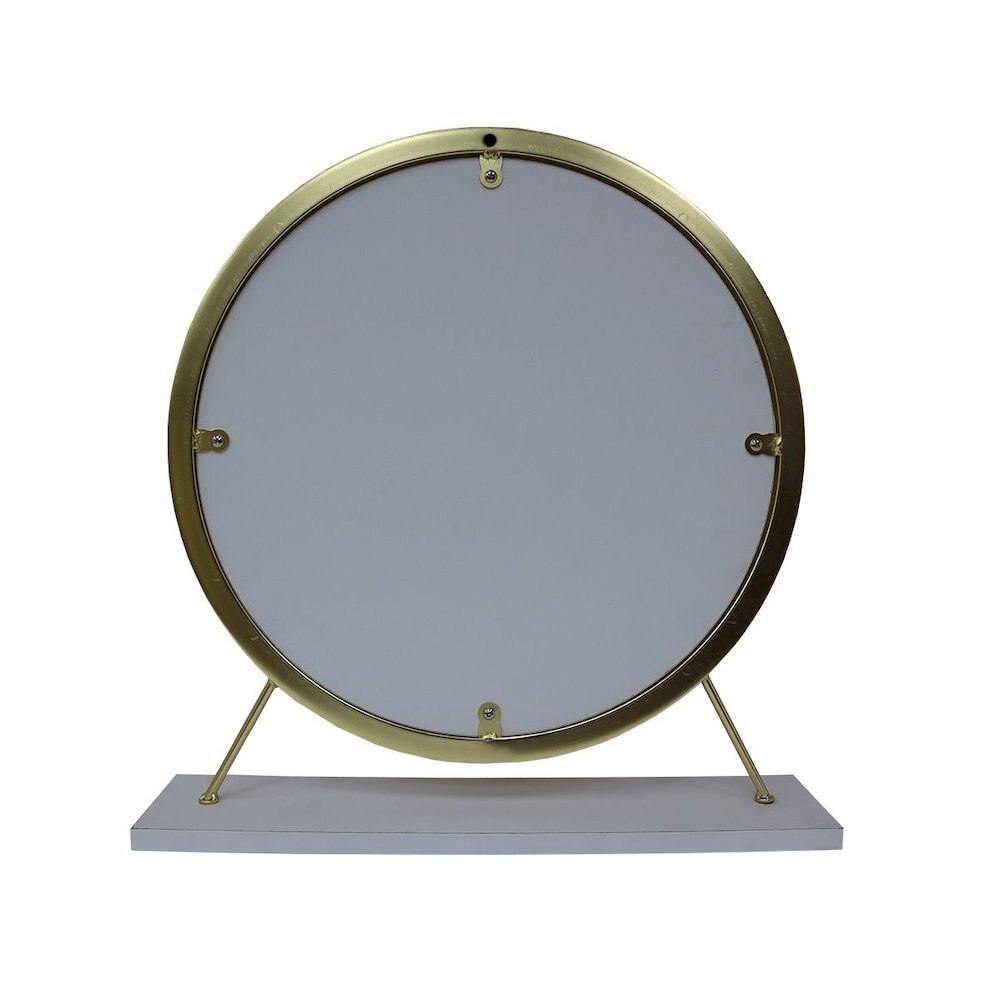 Adao Vanity Mirror & Stool Faux Fur, Mirror, White & Brass. Picture 2