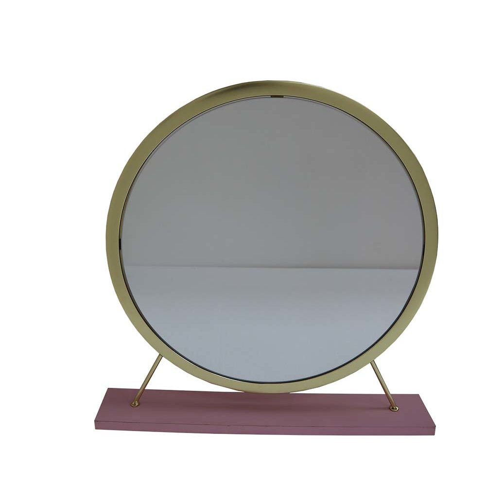 Adao Vanity Mirror & Stool Faux Fur, Mirror, Pink & Gold. Picture 3