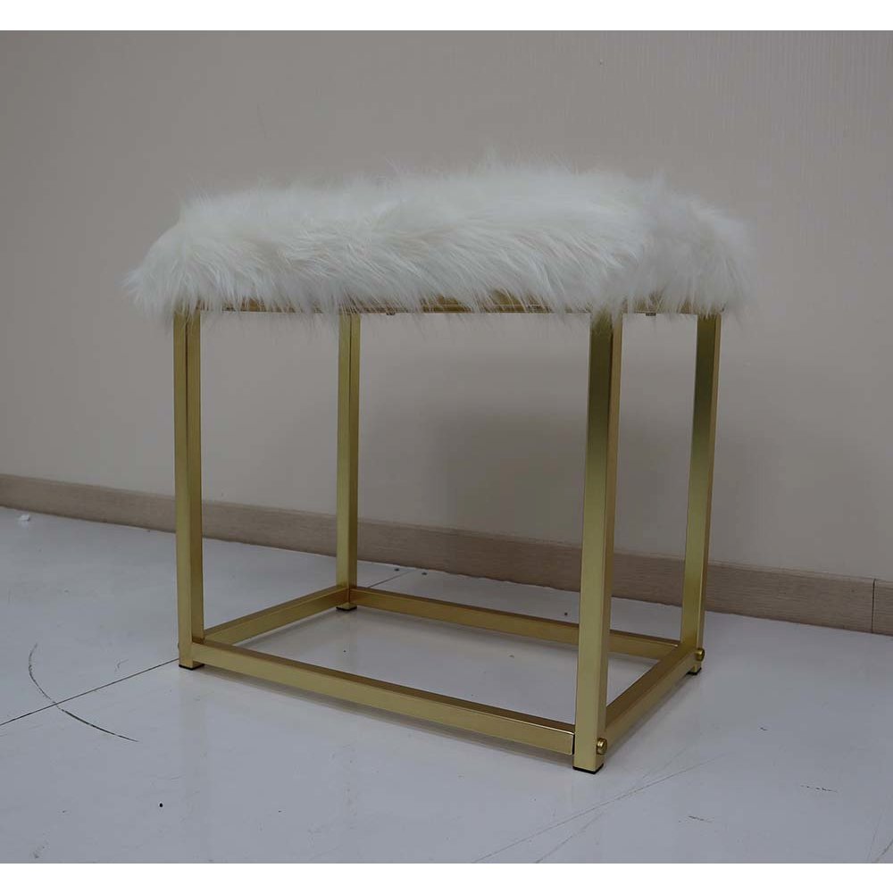 Adao Vanity Mirror & Stool Faux Fur, Mirror, Pink & Gold. Picture 4