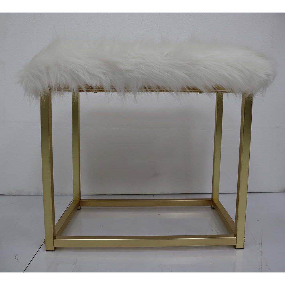 Adao Vanity Mirror & Stool Faux Fur, Mirror, Pink & Gold. Picture 5