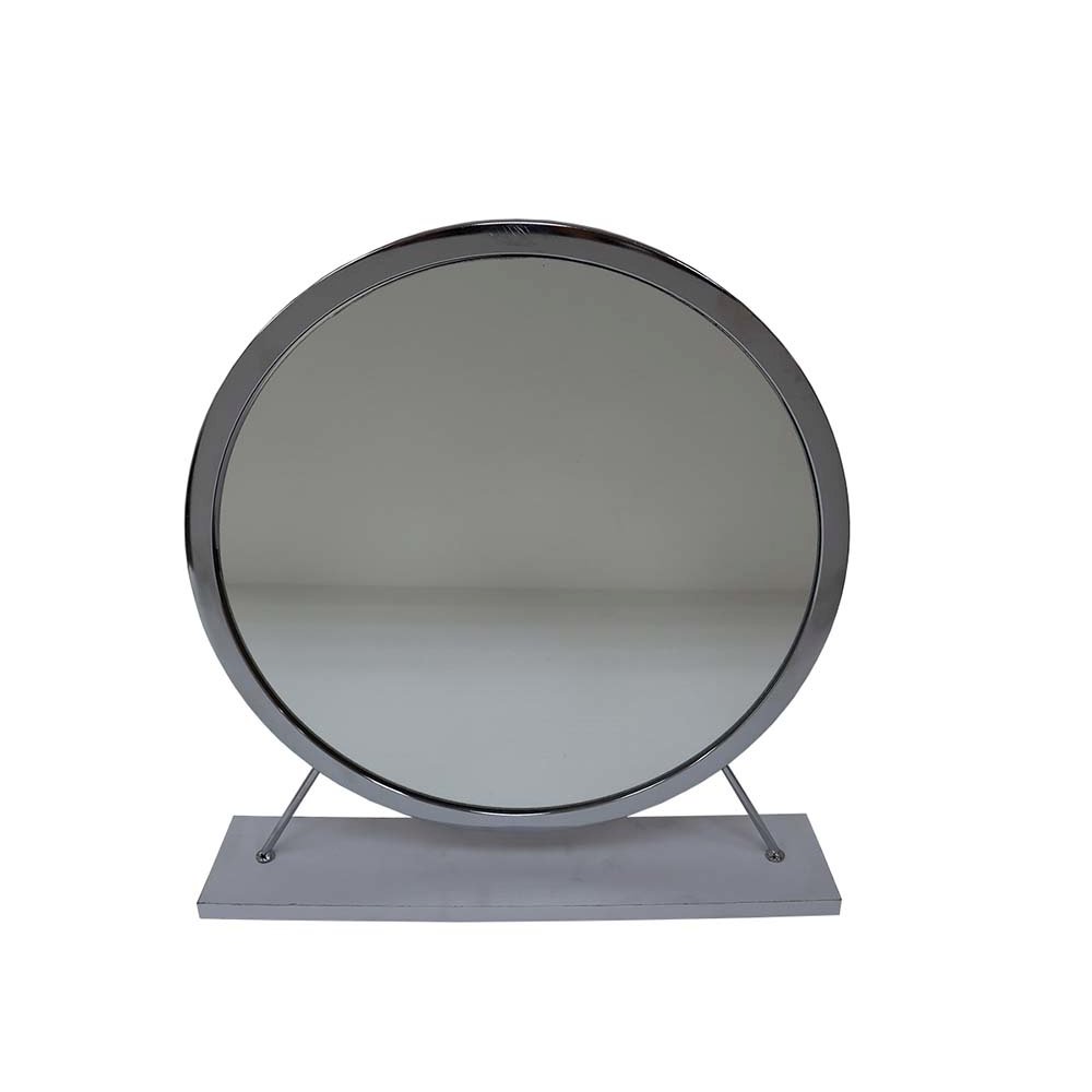 Adao Vanity Mirror & Stool Faux Fur, Mirror, White & Chrome. Picture 3