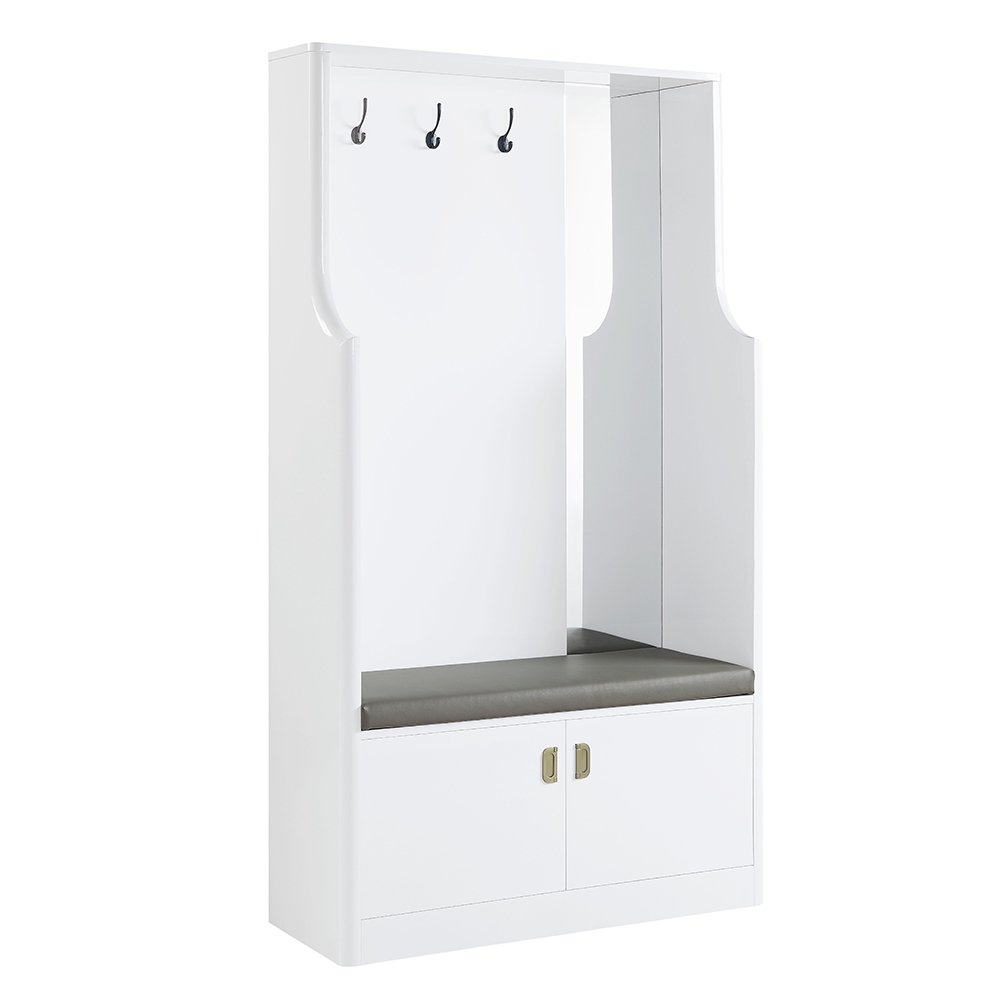 Buck II Hall Tree White High Gloss. Picture 2