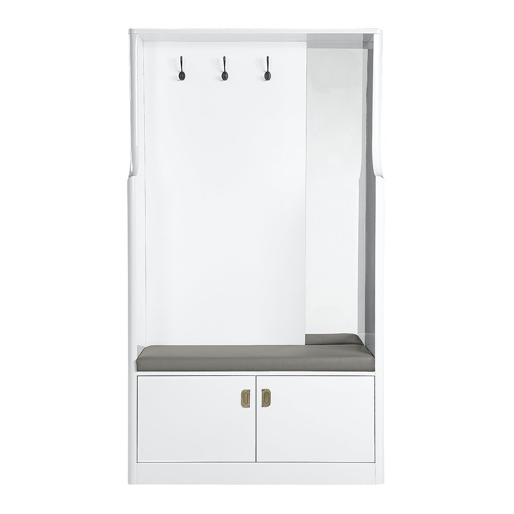Buck II Hall Tree White High Gloss. Picture 3