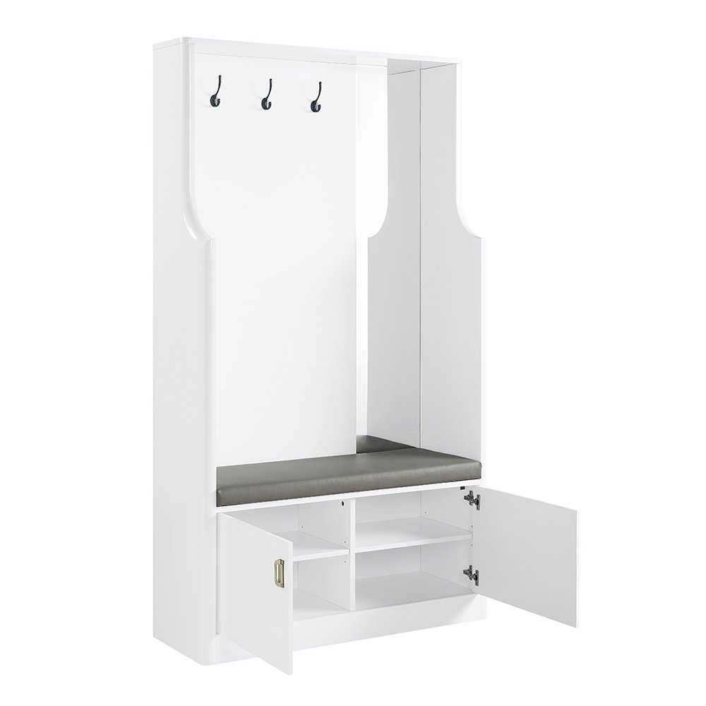 Buck II Hall Tree White High Gloss. Picture 4